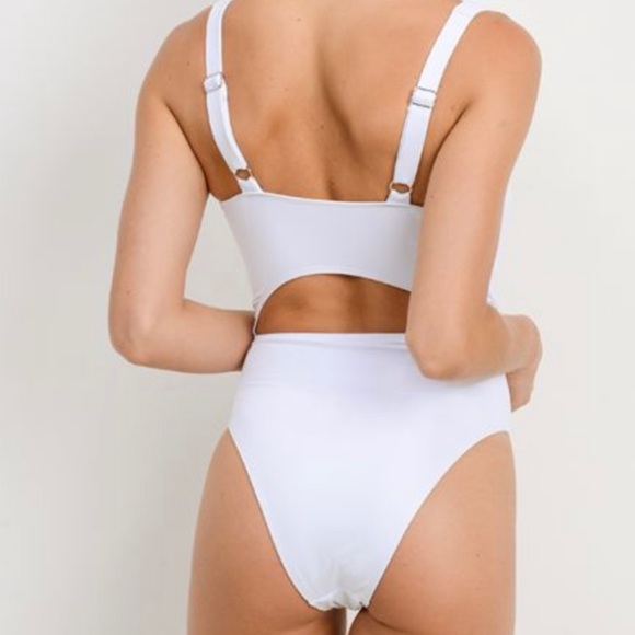 White Cutout One-Piece - Picture 4 of 7